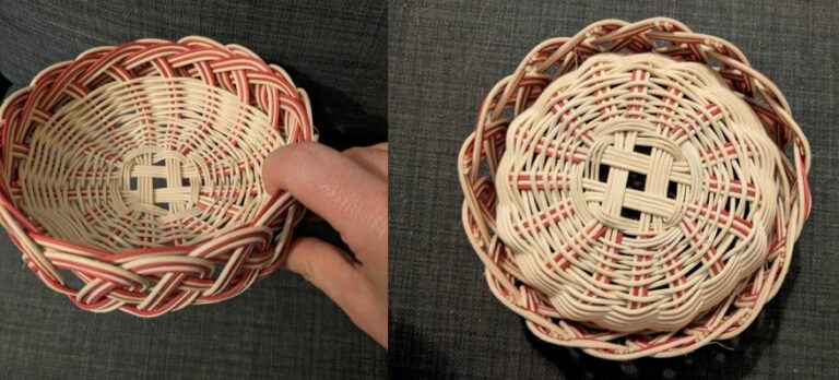 Panier vide poches en rotin rouge